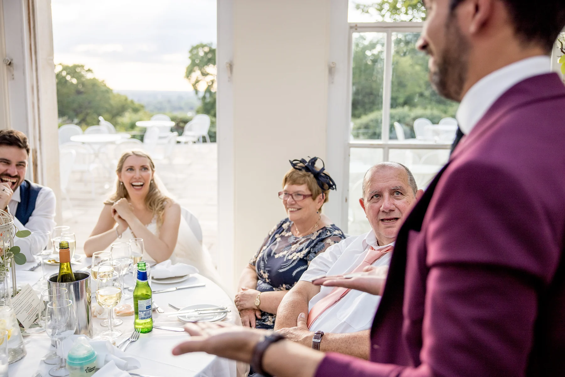 Wedding guests reacting to a magician