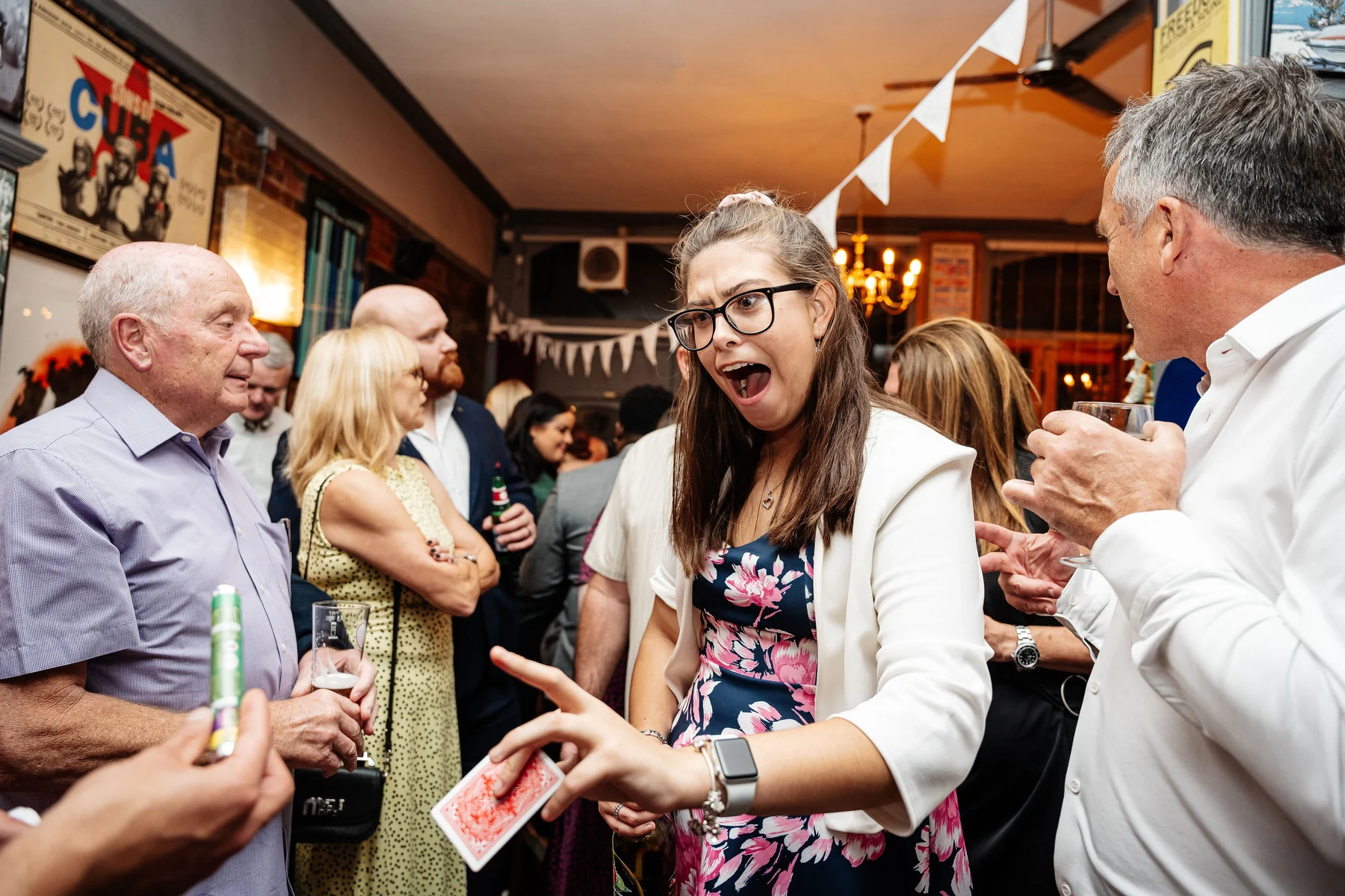 Guests reacting at a private event